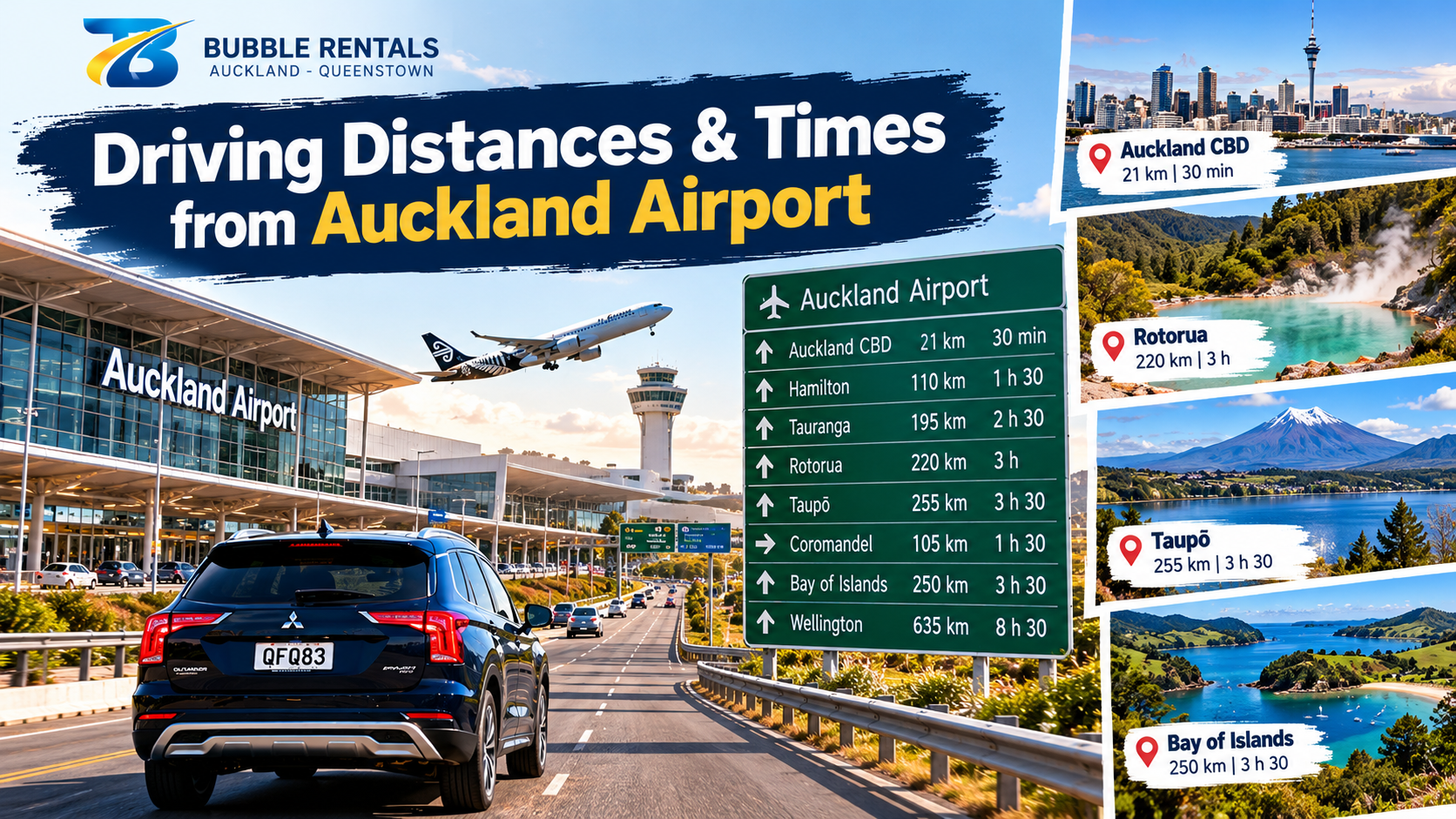 Driving Distances and Times from Auckland Airport